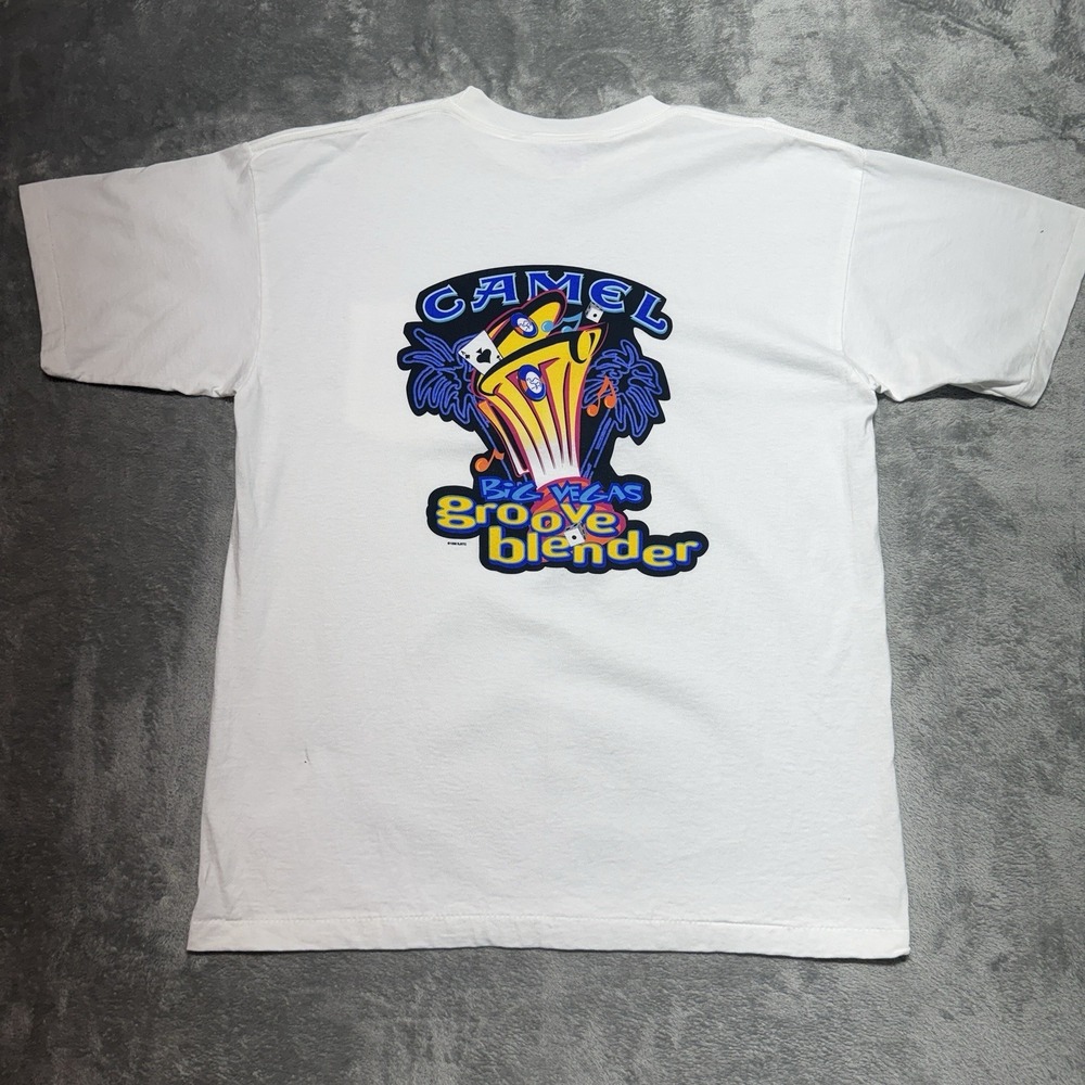 VTG 1996 Camel Cigarettes T Shirt Mens XL Pocket Big Vegas Groove Blender
